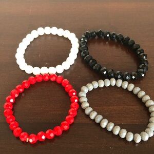 Faceted beads stretch bracelets lot